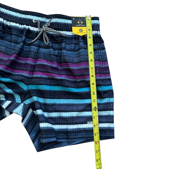 Speedo Striped Swim Trunk Shorts UPF 50+ Sun Protection Drawstring S NWT - Picture 6 of 9